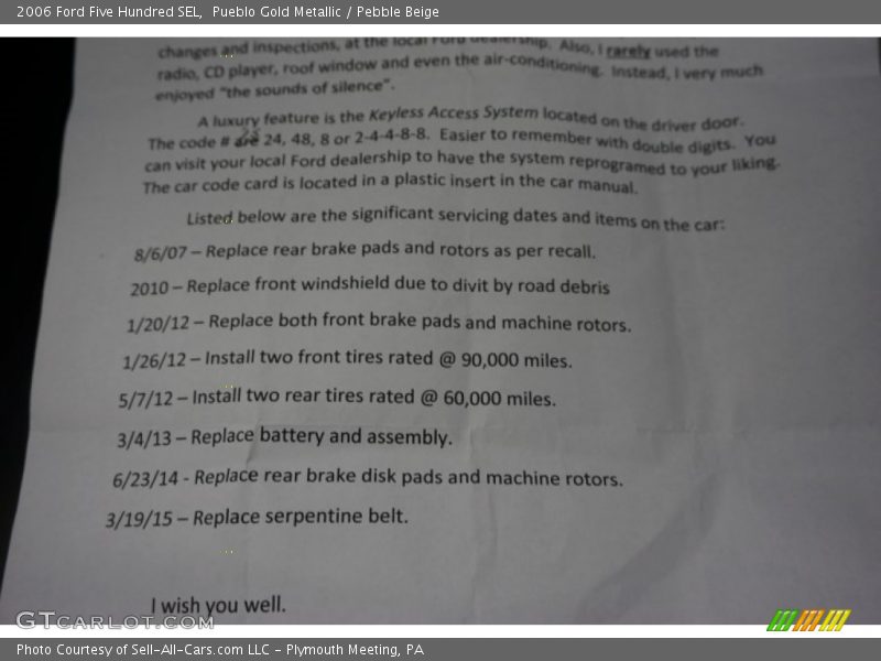 Pueblo Gold Metallic / Pebble Beige 2006 Ford Five Hundred SEL