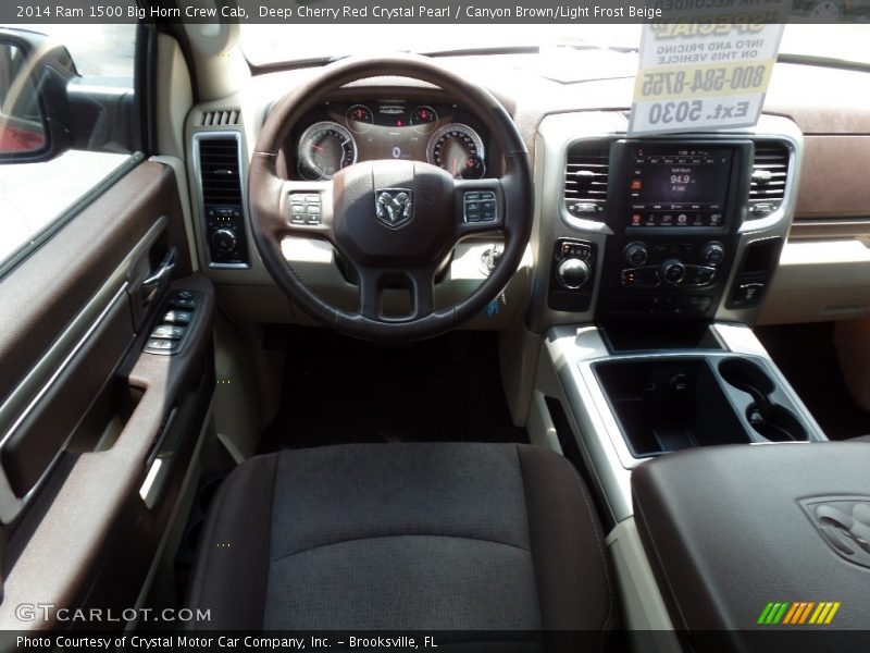 Deep Cherry Red Crystal Pearl / Canyon Brown/Light Frost Beige 2014 Ram 1500 Big Horn Crew Cab