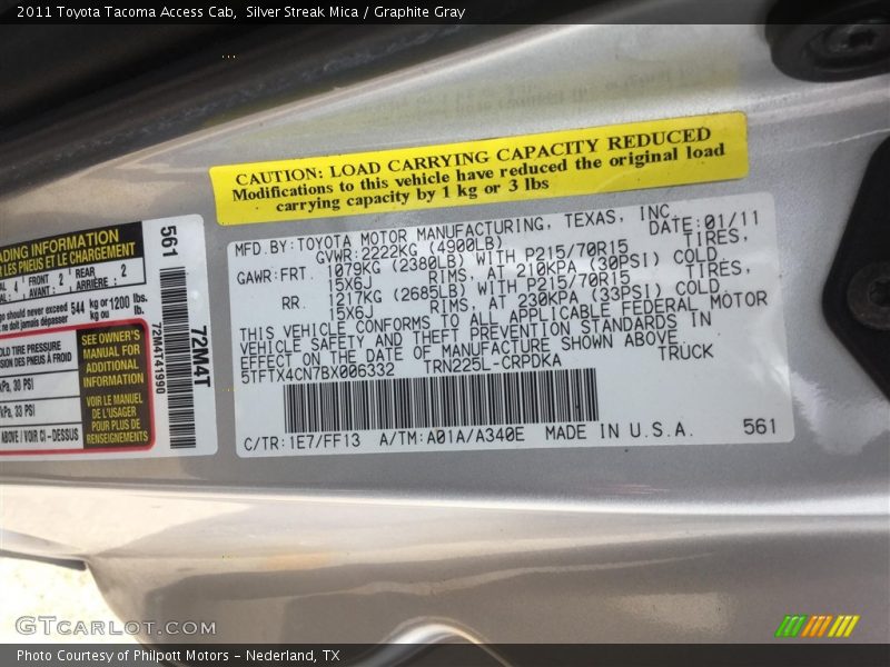 Silver Streak Mica / Graphite Gray 2011 Toyota Tacoma Access Cab