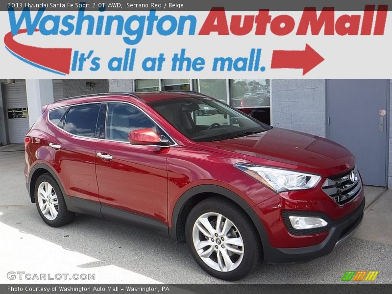 Serrano Red / Beige 2013 Hyundai Santa Fe Sport 2.0T AWD