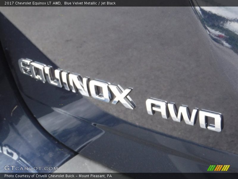 Blue Velvet Metallic / Jet Black 2017 Chevrolet Equinox LT AWD
