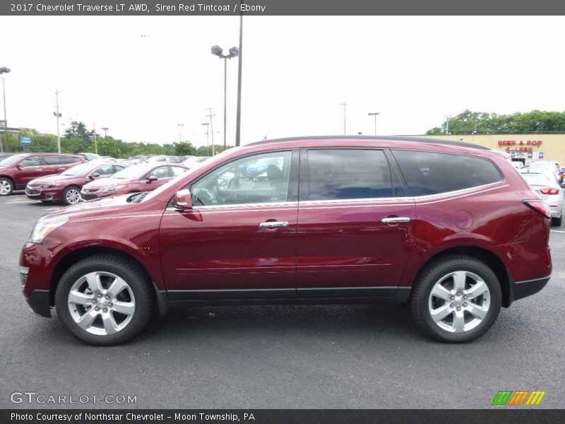 Siren Red Tintcoat / Ebony 2017 Chevrolet Traverse LT AWD