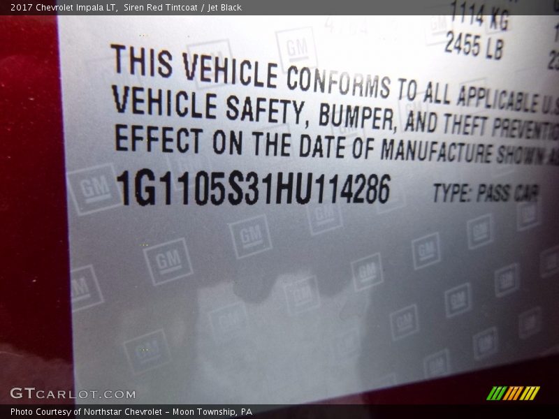 Siren Red Tintcoat / Jet Black 2017 Chevrolet Impala LT