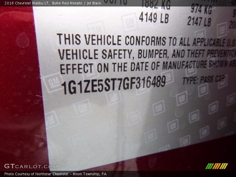 Butte Red Metallic / Jet Black 2016 Chevrolet Malibu LT