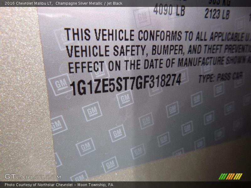 Champagne Silver Metallic / Jet Black 2016 Chevrolet Malibu LT