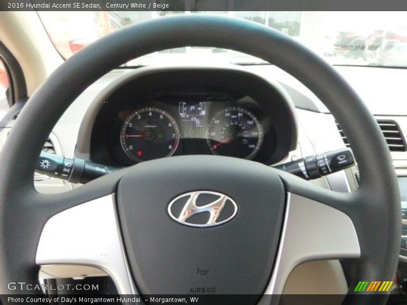 Century White / Beige 2016 Hyundai Accent SE Sedan