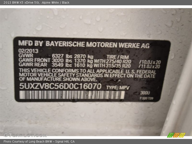 Alpine White / Black 2013 BMW X5 xDrive 50i