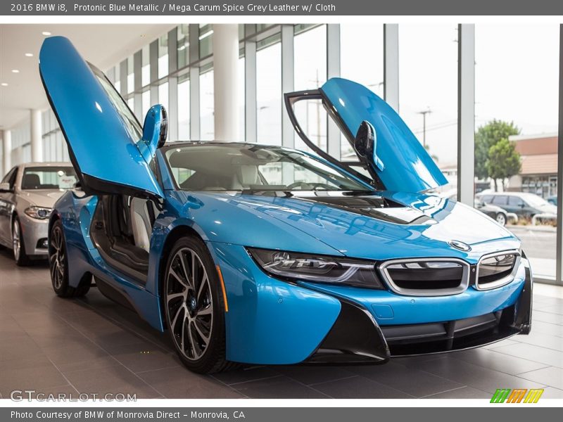 Protonic Blue Metallic / Mega Carum Spice Grey Leather w/ Cloth 2016 BMW i8