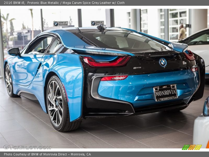 Protonic Blue Metallic / Mega Carum Spice Grey Leather w/ Cloth 2016 BMW i8