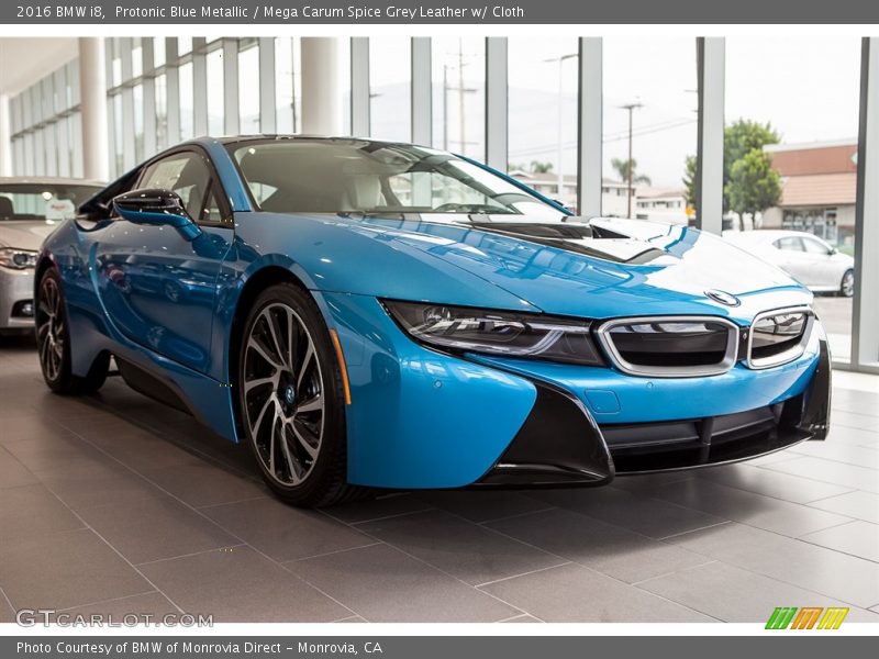 Protonic Blue Metallic / Mega Carum Spice Grey Leather w/ Cloth 2016 BMW i8