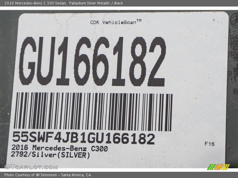 Palladium Silver Metallic / Black 2016 Mercedes-Benz C 300 Sedan