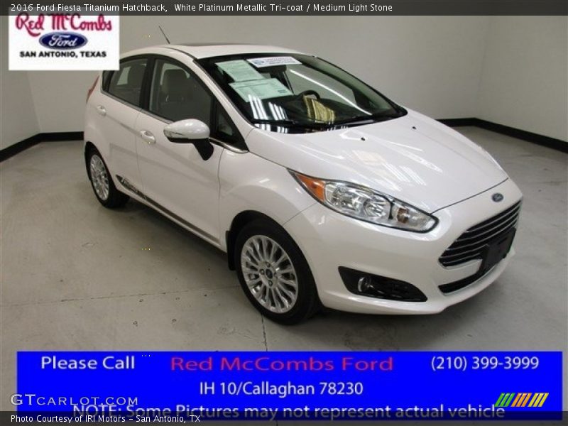 White Platinum Metallic Tri-coat / Medium Light Stone 2016 Ford Fiesta Titanium Hatchback
