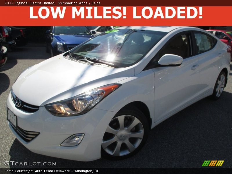 Shimmering White / Beige 2012 Hyundai Elantra Limited