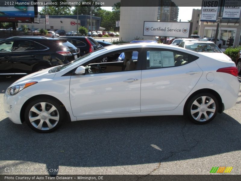 Shimmering White / Beige 2012 Hyundai Elantra Limited
