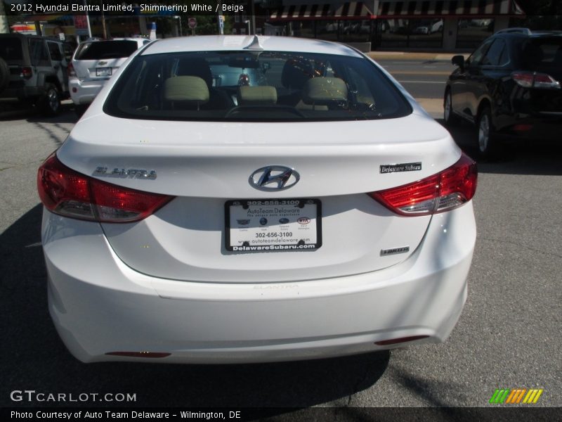 Shimmering White / Beige 2012 Hyundai Elantra Limited