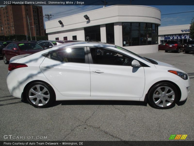 Shimmering White / Beige 2012 Hyundai Elantra Limited