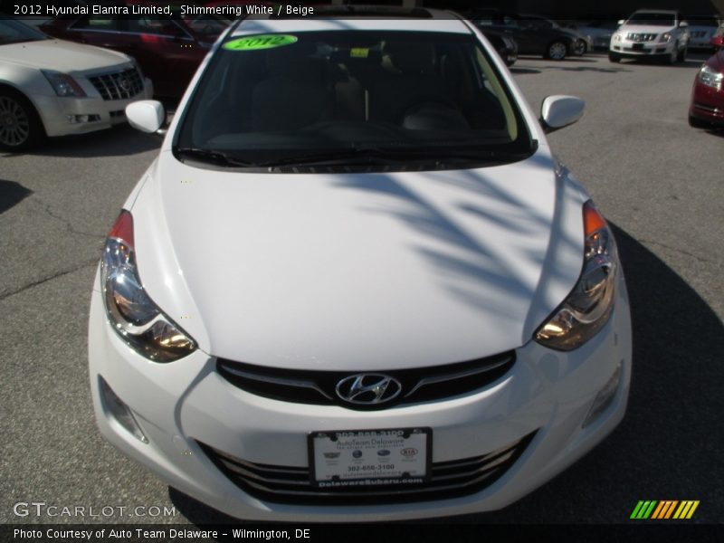 Shimmering White / Beige 2012 Hyundai Elantra Limited