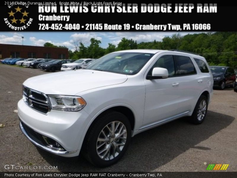 Bright White / Black/Light Frost Beige 2016 Dodge Durango Limited