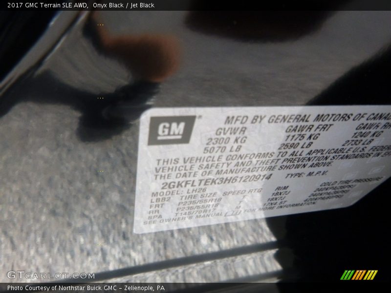 Onyx Black / Jet Black 2017 GMC Terrain SLE AWD