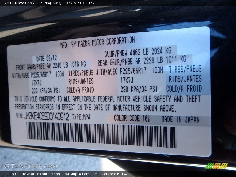 Black Mica / Black 2013 Mazda CX-5 Touring AWD