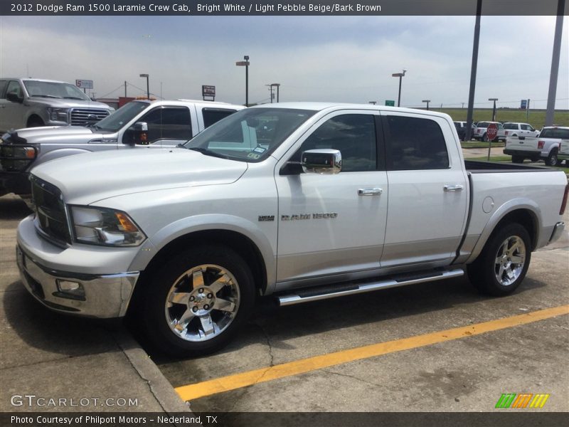 Bright White / Light Pebble Beige/Bark Brown 2012 Dodge Ram 1500 Laramie Crew Cab