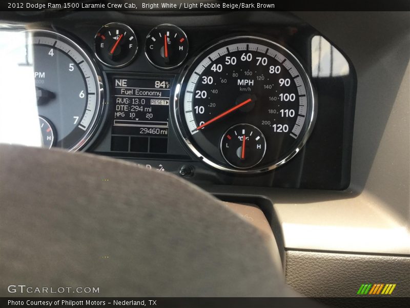 Bright White / Light Pebble Beige/Bark Brown 2012 Dodge Ram 1500 Laramie Crew Cab
