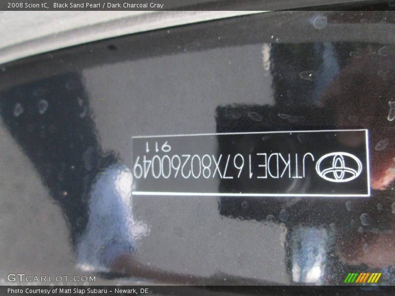 Black Sand Pearl / Dark Charcoal Gray 2008 Scion tC