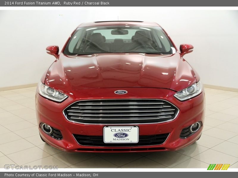 Ruby Red / Charcoal Black 2014 Ford Fusion Titanium AWD