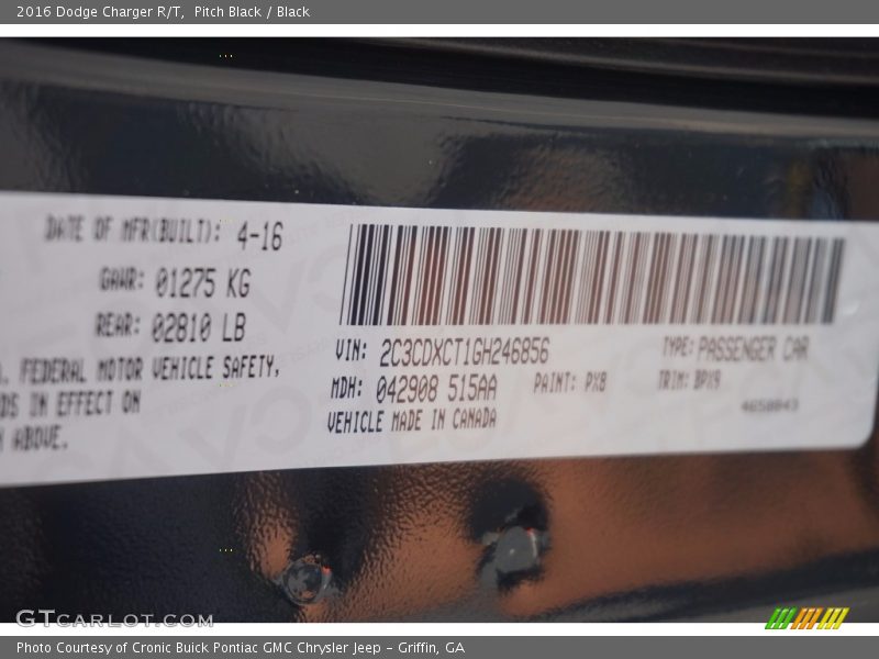 Pitch Black / Black 2016 Dodge Charger R/T