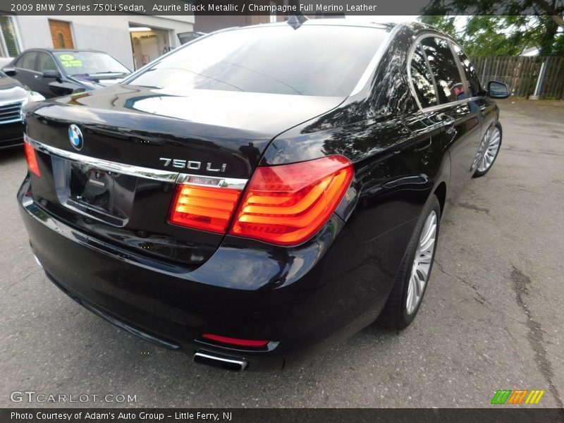 Azurite Black Metallic / Champagne Full Merino Leather 2009 BMW 7 Series 750Li Sedan