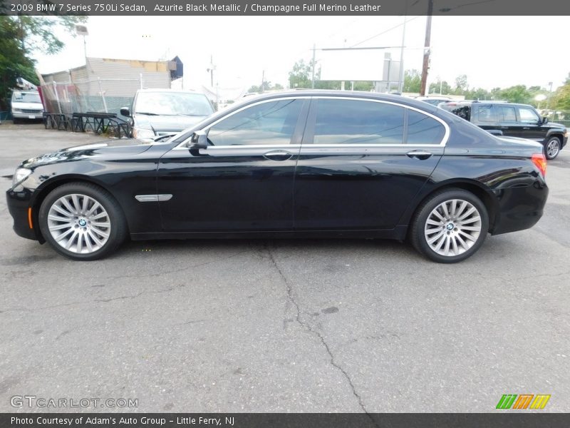Azurite Black Metallic / Champagne Full Merino Leather 2009 BMW 7 Series 750Li Sedan