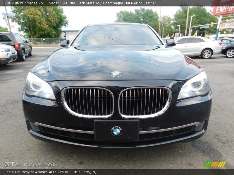 Azurite Black Metallic / Champagne Full Merino Leather 2009 BMW 7 Series 750Li Sedan