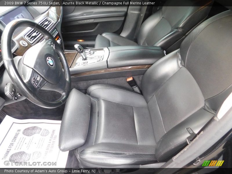 Azurite Black Metallic / Champagne Full Merino Leather 2009 BMW 7 Series 750Li Sedan
