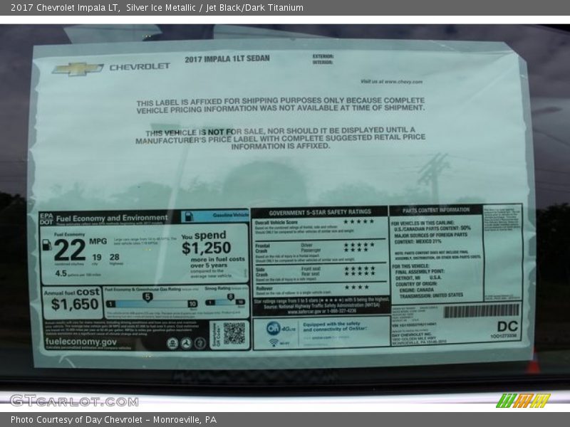 Silver Ice Metallic / Jet Black/Dark Titanium 2017 Chevrolet Impala LT