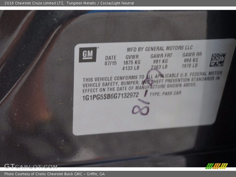 Tungsten Metallic / Cocoa/Light Neutral 2016 Chevrolet Cruze Limited LTZ