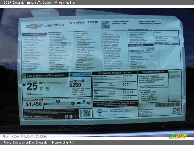 Summit White / Jet Black 2017 Chevrolet Impala LT