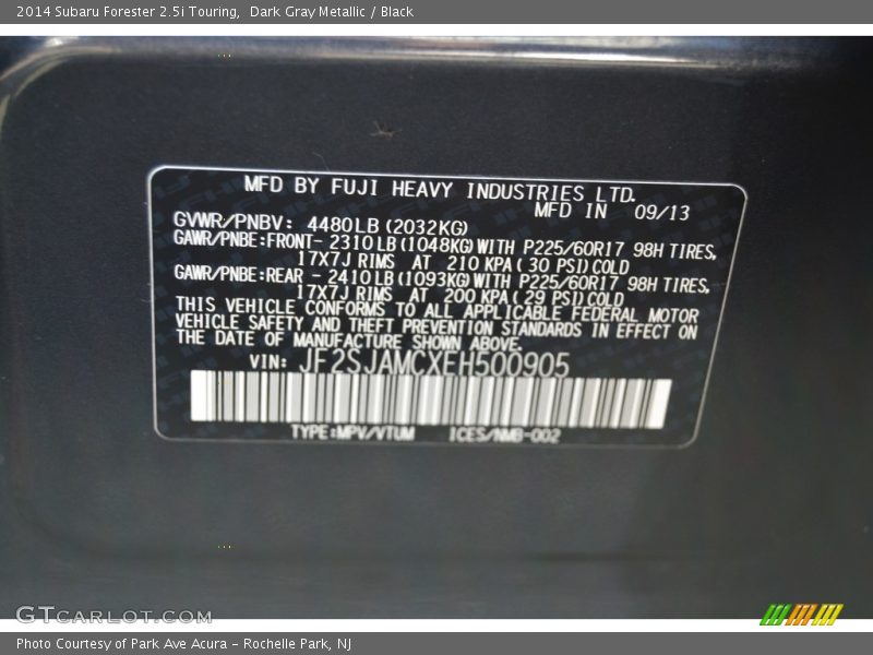 Dark Gray Metallic / Black 2014 Subaru Forester 2.5i Touring