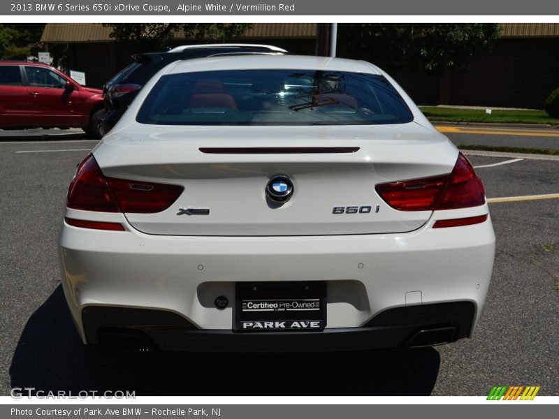 Alpine White / Vermillion Red 2013 BMW 6 Series 650i xDrive Coupe