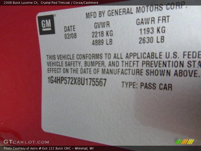 Crystal Red Tintcoat / Cocoa/Cashmere 2008 Buick Lucerne CX