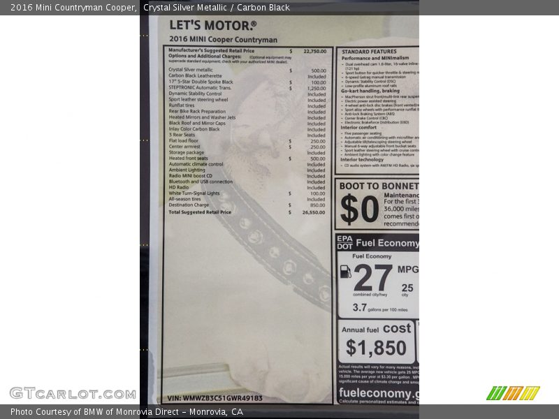 Crystal Silver Metallic / Carbon Black 2016 Mini Countryman Cooper