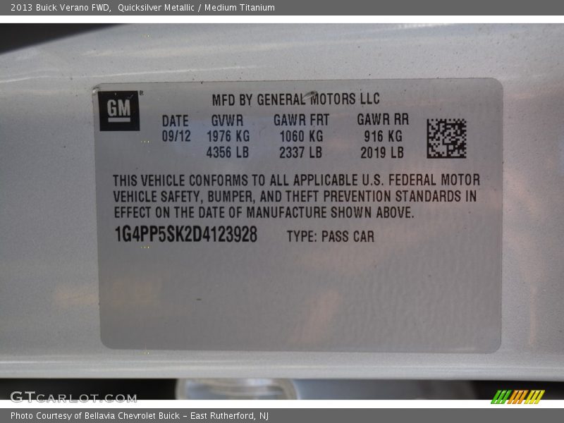 Quicksilver Metallic / Medium Titanium 2013 Buick Verano FWD
