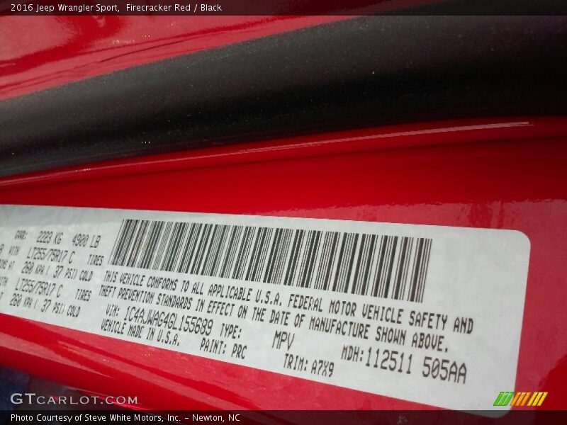 Firecracker Red / Black 2016 Jeep Wrangler Sport