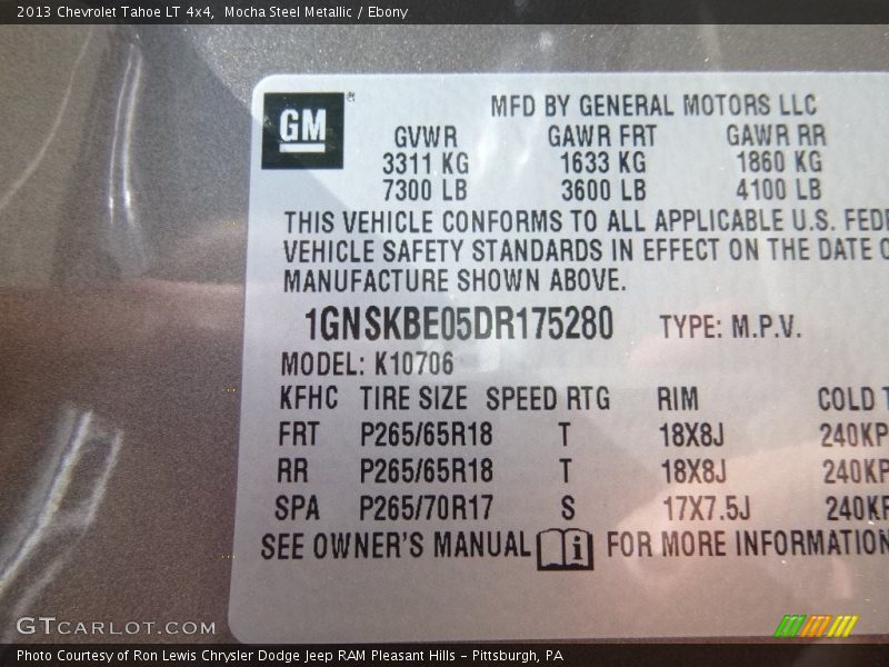 Mocha Steel Metallic / Ebony 2013 Chevrolet Tahoe LT 4x4