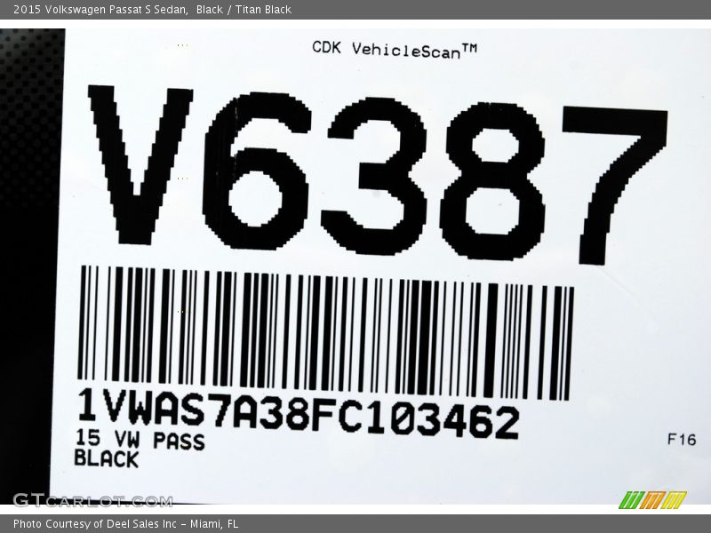 Black / Titan Black 2015 Volkswagen Passat S Sedan