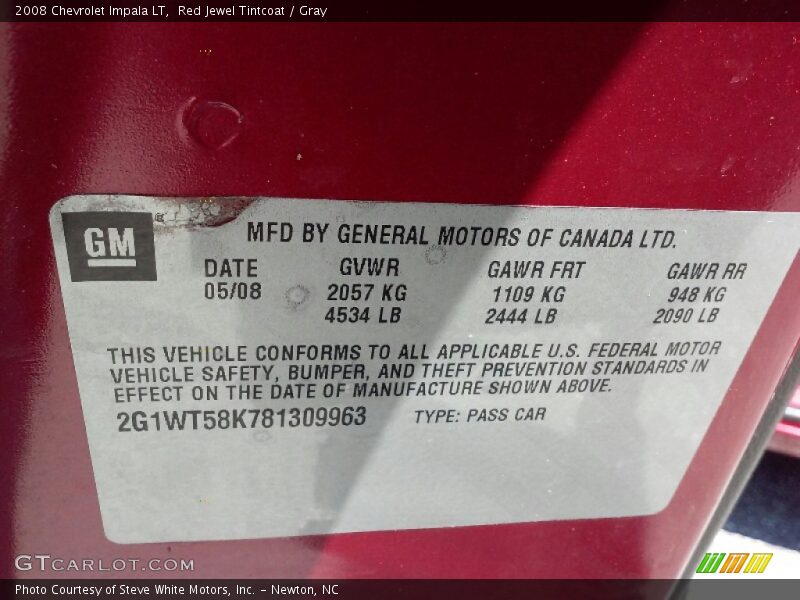 Red Jewel Tintcoat / Gray 2008 Chevrolet Impala LT