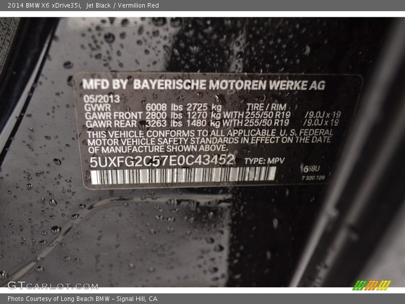 Jet Black / Vermilion Red 2014 BMW X6 xDrive35i