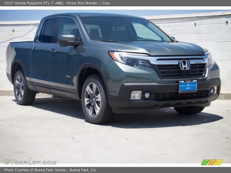 Forest Mist Metallic / Gray 2017 Honda Ridgeline RTL-T AWD