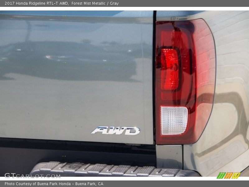 Forest Mist Metallic / Gray 2017 Honda Ridgeline RTL-T AWD