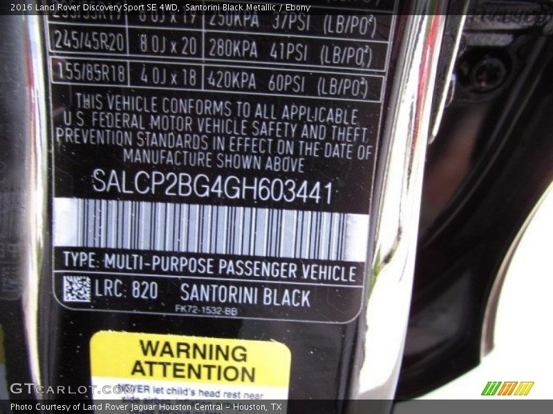 Santorini Black Metallic / Ebony 2016 Land Rover Discovery Sport SE 4WD