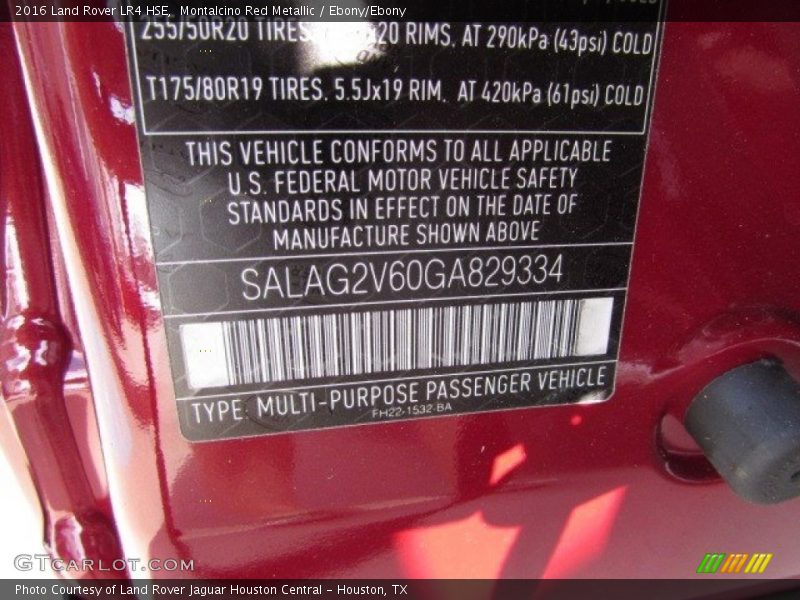 Montalcino Red Metallic / Ebony/Ebony 2016 Land Rover LR4 HSE